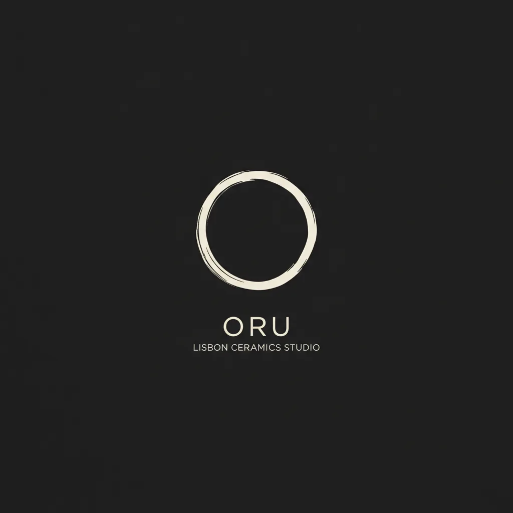 Still from the Logo to brand guidelines template: A minimal logo mark: a single unbroken brush-stroke circle, off-white on deep charcoal, centred, lots of empty space, vector-clean.